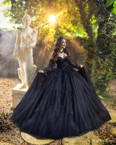 2025 Black Lace Sequin Sweet 15 Quinceanera Dresses With detachable sleeves - MyChicDress
