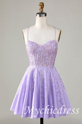Custom Made A-Line Homecoming Dress Lilac Short Hoco Dress - MyChicDress