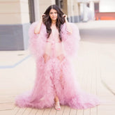Puffy Pink Tulle Maternity Photo Shoot Women Night Robe Sleepwear Gown - MyChicDress