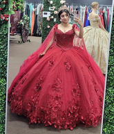 2025 Vintage Red Quinceanera Dresses Sweetheart Beaded With Cape - MyChicDress