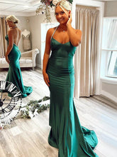Sexy Emerald Green Halter Formal Dress Satin Prom Dress UK Beaded - MyChicDress