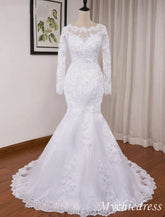 Vintage Africa Mermaid Long Sleeve Wedding Dresses Lace Beading - MyChicDress