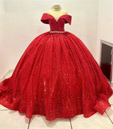 Ball Gown Princess Red Quinceanera Dresses Beaded Birthday Sweet 15 Dress