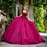 Fuchsia Sweet 16 Birthday Ball Gown Quinceanera Dresses Applique Bow