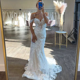Gorgeous Lace Beach Wedding Dresses Mermaid Backless Sweetheart Mychicdress