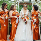 Hot Mismatched Bridesmaid Dress Burnt Orange Mermaid Maxi Dress Mychicdress