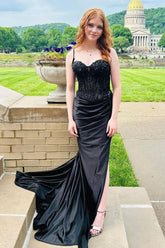 Long Black Sequin Prom Dress UK Mermaid Sleeveless Mychicdress