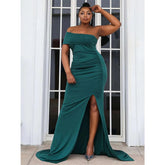 Long Green One Shoulder Formal Dress for Wedding Guests Mermaid Mychicdress