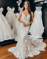 Mermaid Beach Lace Boho Wedding Dress UK Appliques Open Back Mychicdress