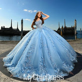 Princess Corset Blue Sweet 16 Vestido 15 De Anos Quinceanera Dress Mychicdress