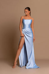 Simple UK Light Blue Evening Dresses Long Formal Guest Dress Mychicdress
