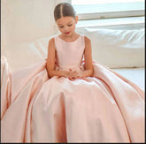 Cheap Pink Wedding Flower Girl Dress for Little Girls with Bow