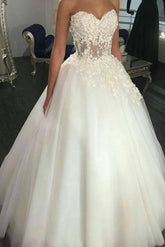 Gorgeous A Line Sweetheart Vintage Lace Wedding Dresses Tulle Lace Up Back MyChicDress