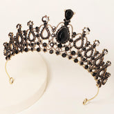 Vintage Handmade Crystal Black Quince Crown Baroque Pearl Bridal Rhinestone Tiara MyChicDress