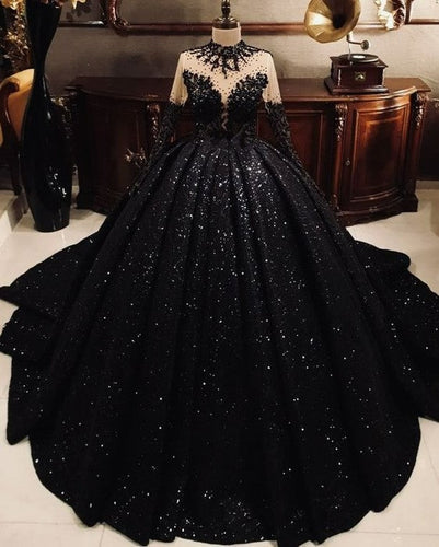 Black Gothic Wedding Dresses with Off-The-Shoulder Lace and Tulle MyChicDress