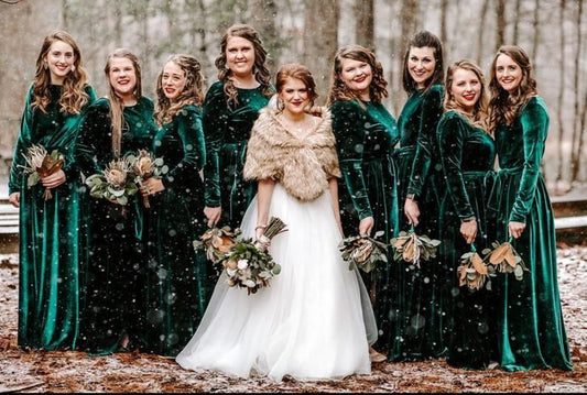 The Most Popular Velvet bridesmaid Dresses Winter for the Trendy Bride