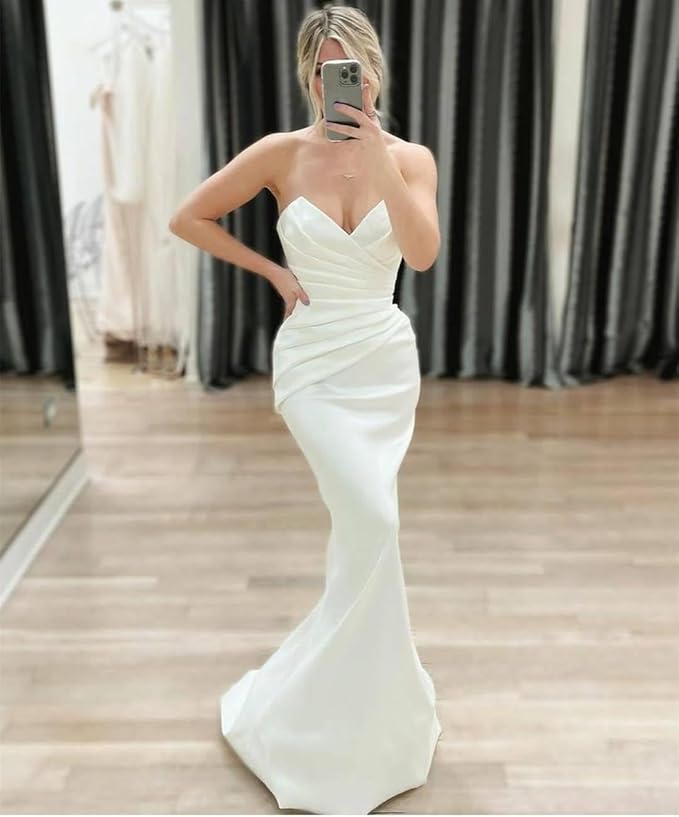 2 in 1 Convertible Wedding Dresses Detachable Skirts Satin Mychicdress