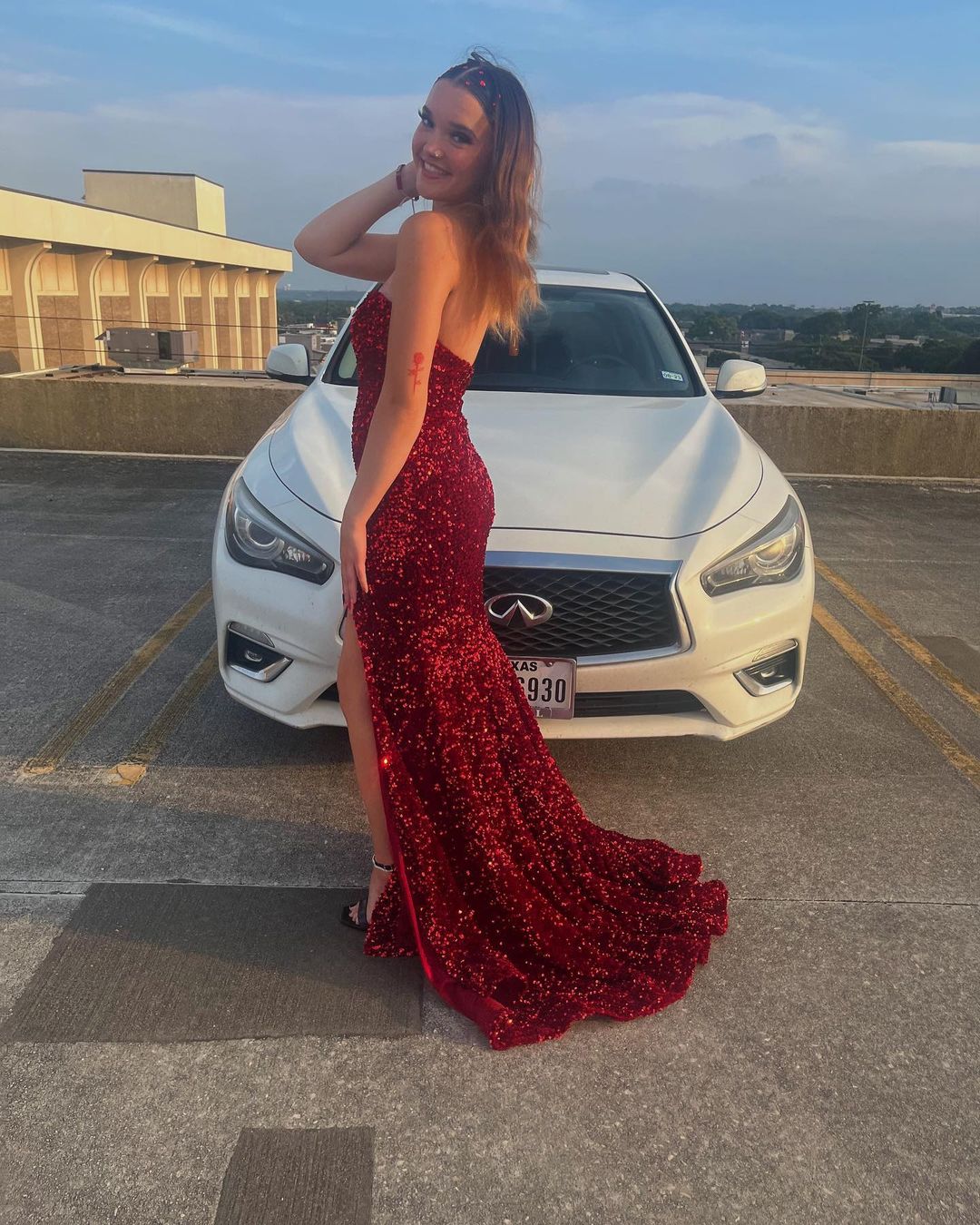 2024 Dark Red Sequin Formal Dresses Long Mermaid Prom Dress Sweetheart with Slit MyChicDress