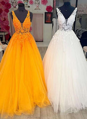 2025 Laranja Renda Beaded Prom Vestidos V Neck Tule Mangas Vestido de Noite Reino Unido