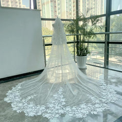 White lace wedding veil