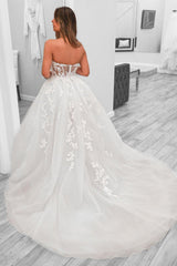 A-Line Beach Wedding Dresses Lace Sweetheart Tulle MyChicDress