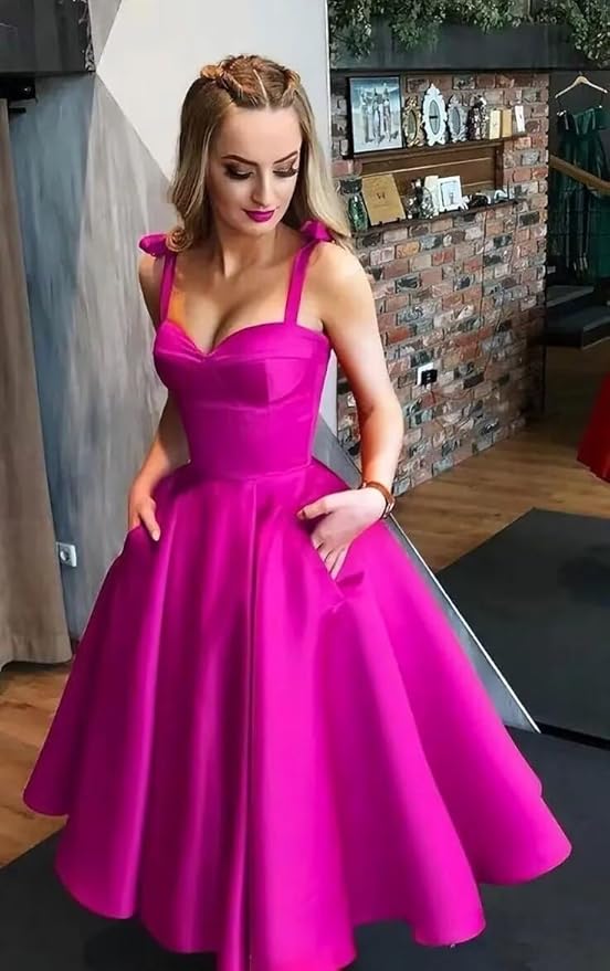 Vestido de baile vermelho linha na altura do joelho espartilho de cetim