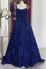 A-line Burgundy Velvet Sequins Prom Dress with Pockets Sweep Train MyChicDress