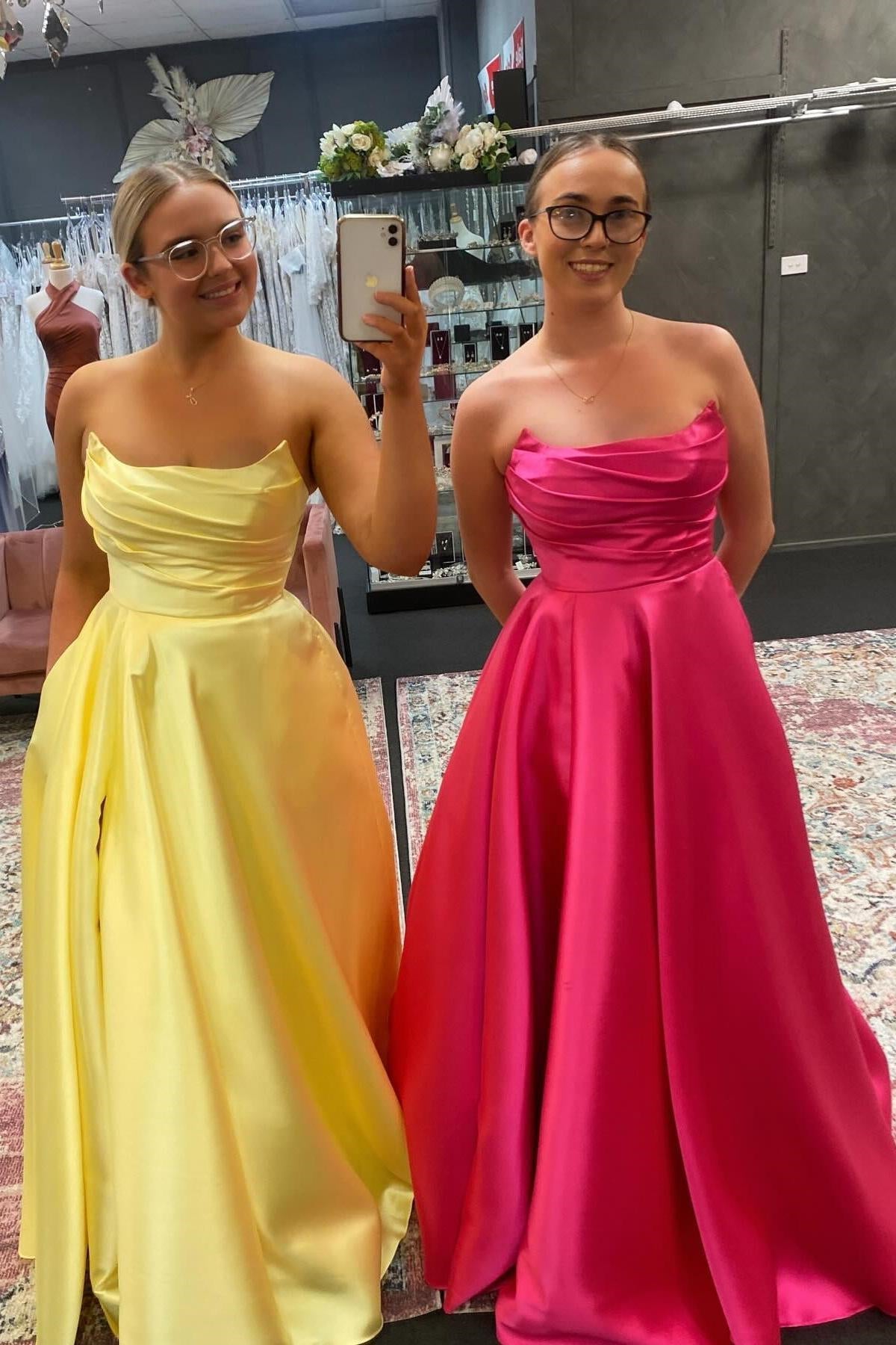 A-line Sage Green Wedding Guest Dress Strapless Satin Long Formal Gown