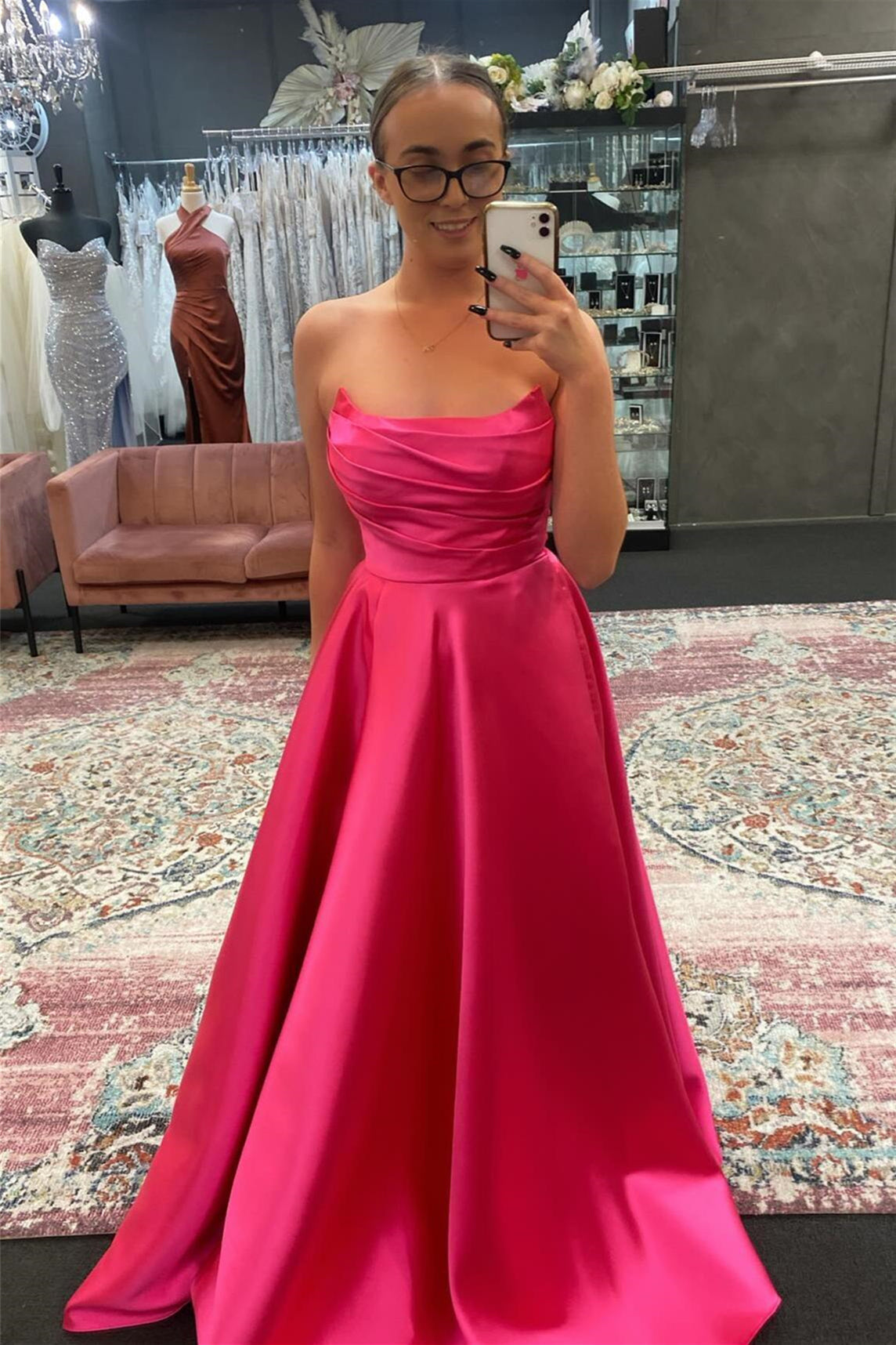 A-line Sage Green Wedding Guest Dress Strapless Satin Long Formal Gown