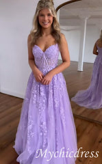 A Line 2025 Lace Violet purple Prom Dresses Lilac Long Formal Dress