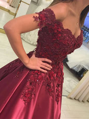 A Line 2025 Burgundy Lace Prom Dress Off the Shoulder Long Formal Dress