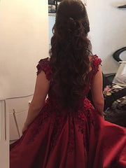 A Line 2025 Burgundy Lace Prom Dress Off the Shoulder Long Formal Dress