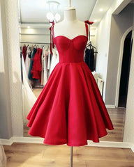 Vestido de baile vermelho linha na altura do joelho espartilho de cetim