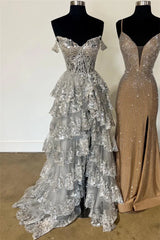 Vestido de baile espartilho em camadas fúcsia vestidos de baile querida lantejoulas