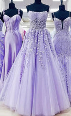 Ball Gown Strapless Purple Violet Prom Dress Lace Long Formal Gown