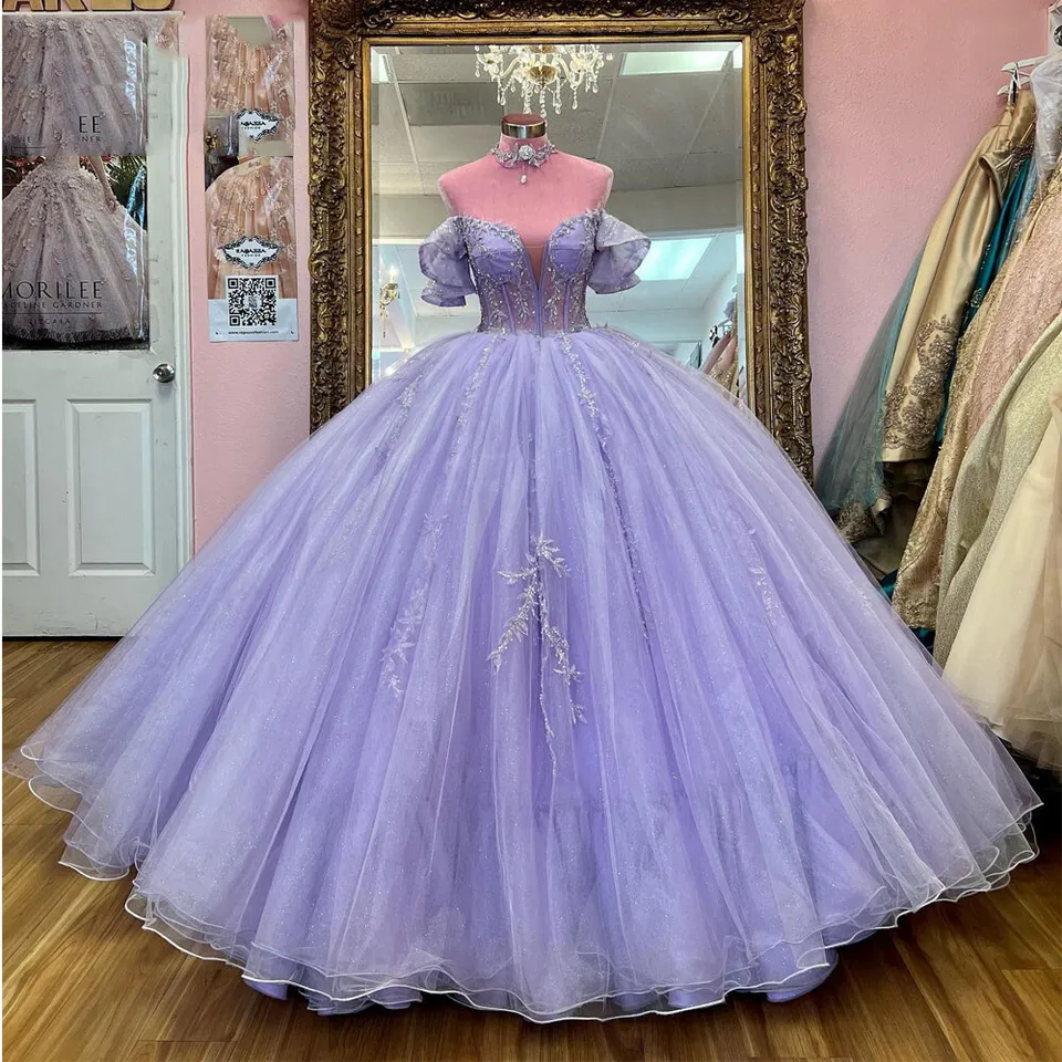 Beaded Tulle Lavender Quinceanera Dresses Ball Gown Sweet 16 Dress - MyChicDress