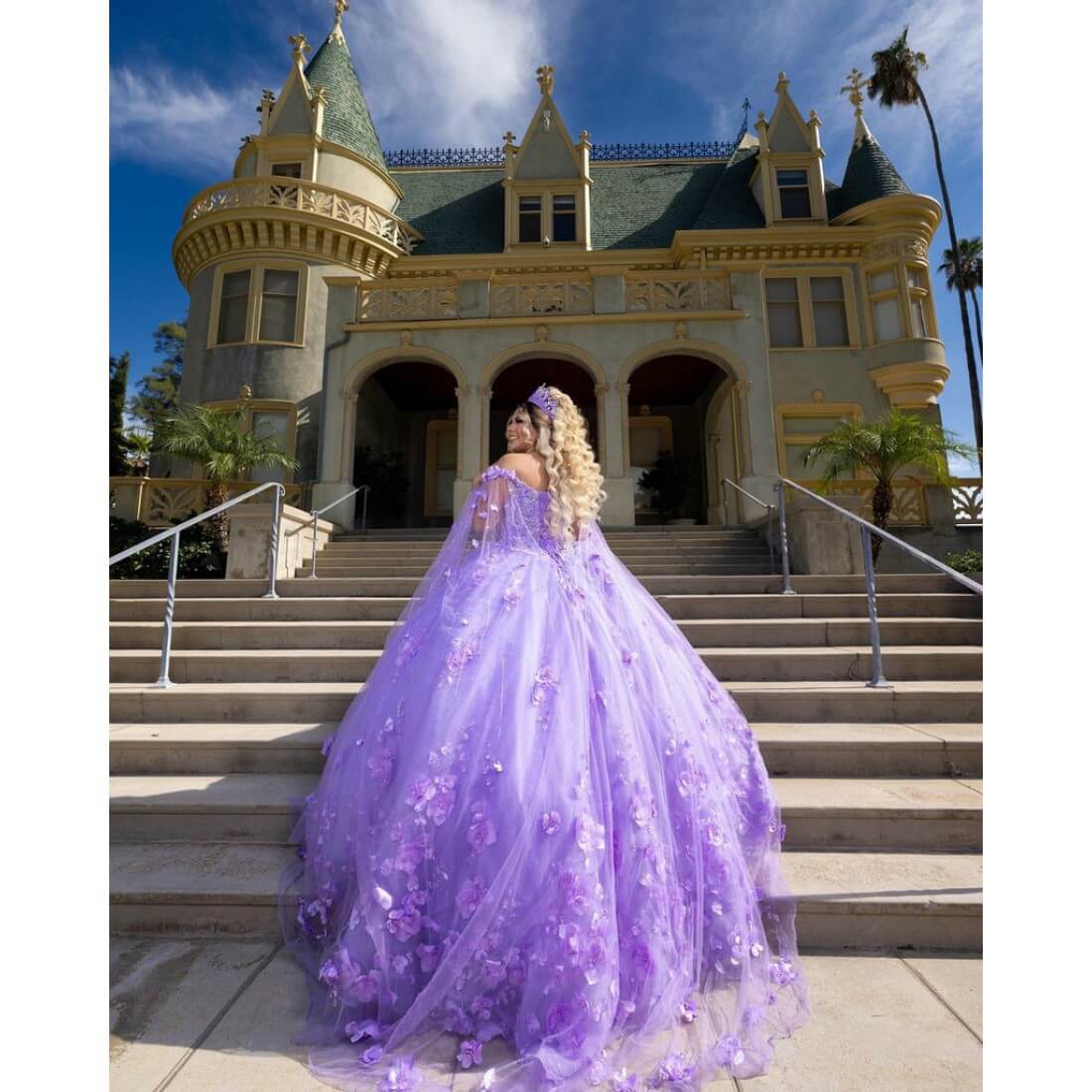 Best Sweet 15 Gowns Lilac Quinceanera Dress Cape Sleeve Sweetheart