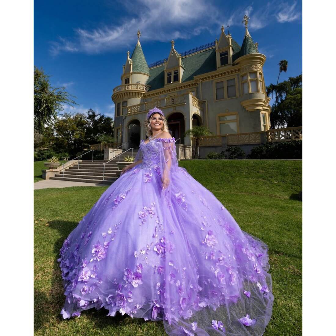 Best Sweet 15 Gowns Lilac Quinceanera Dress Cape Sleeve Sweetheart - MyChicDress