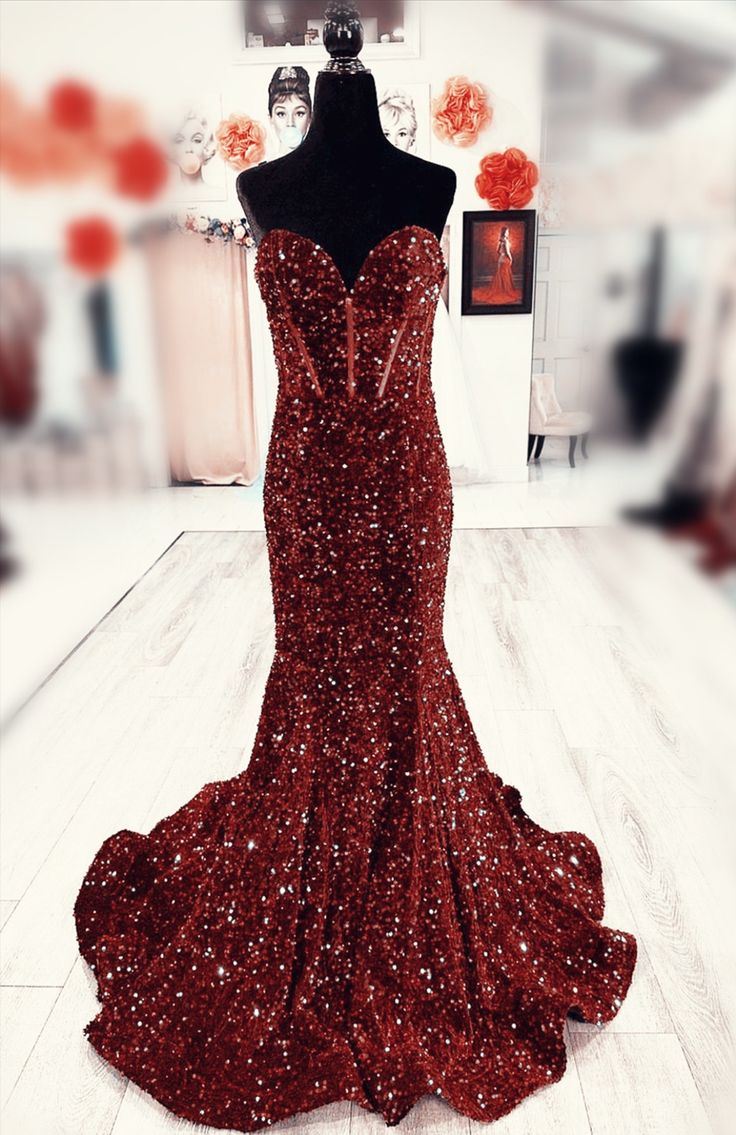 Red sequin evening gown