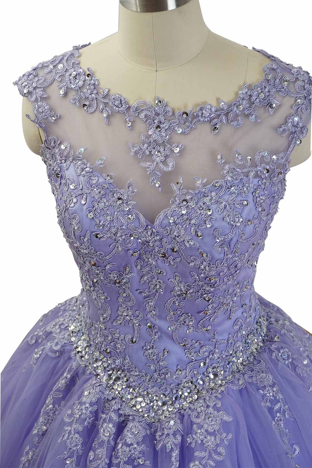 Charming Blue Sweet 16 Dress Tulle Lace Ball Gown Quinceanera Dress MyChicDress