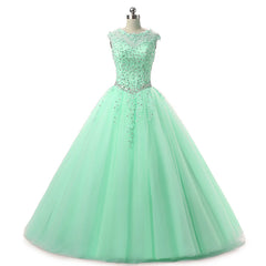 Charming mint Sweet 16 Dress Tulle Lace Ball Gown Quinceanera Dress