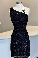 Cheap Royal Blue 2024 Homecoming Dresses Sequin One Shoulder Short Hoco Dress
