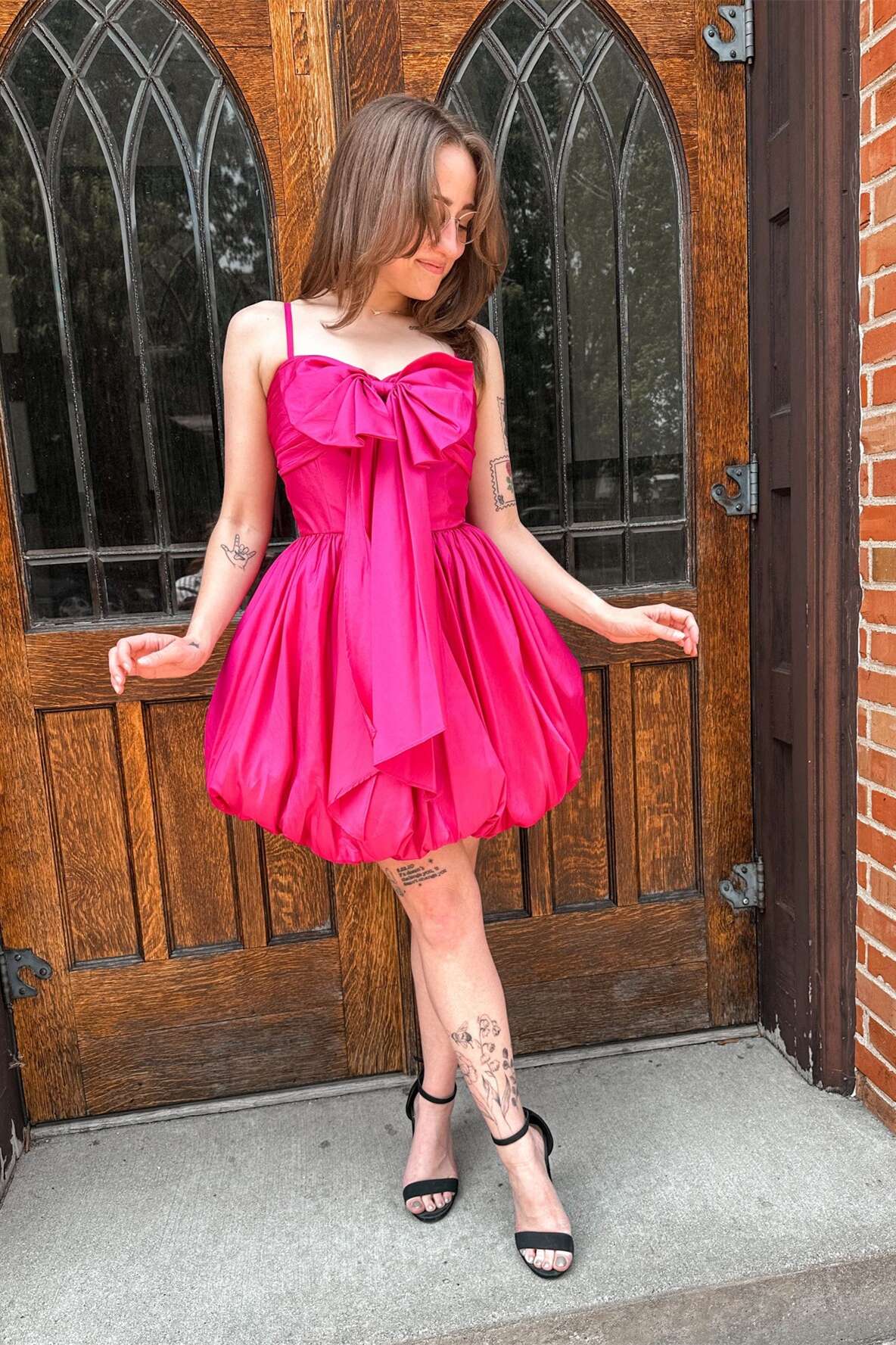 Cheap Satin Homecoming Dress pink A Line for sale