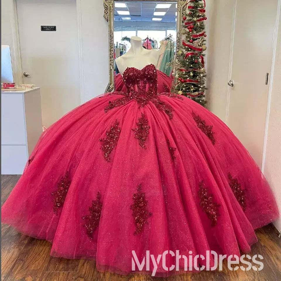 Cheap Sweet 15 Quinceanera Dresses Sweetheart Lace Gowns