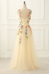 Long Yellow Floral Prom Dresses Sweetheart Evening Dress