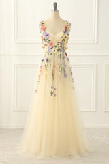 Long Yellow Floral Prom Dresses Sweetheart Evening Dress