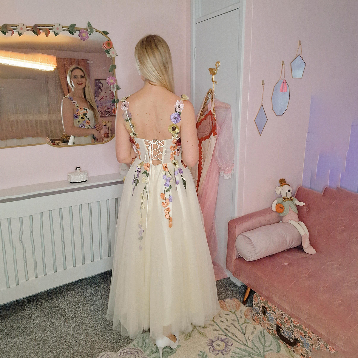 Custom Made A Line Ankle Length Floral Prom Dress 2025 Floral Embroidery - MyChicDress