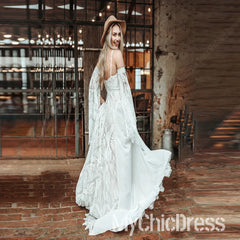 Customized Halter Boho White Ethereal Wedding Dresses Lace Mermaid