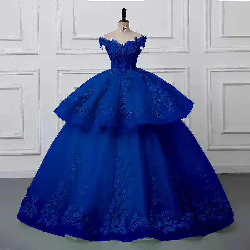 Customized 2 In 1 Quinceanera Dresses Blue Sweet 15 Detachable Skirt Dress