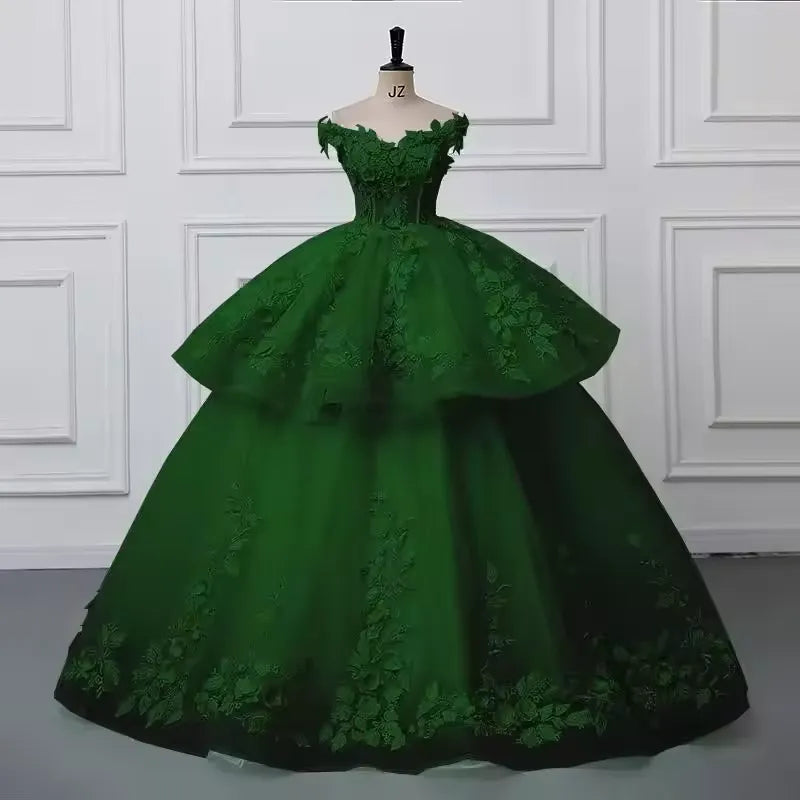 Customized 2 In 1 Quinceanera Dresses Green Sweet 15 Detachable Skirt Dress